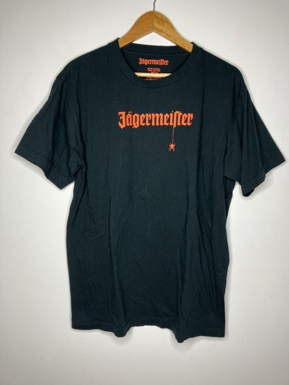 Jägermeister Men's XL Black Graphic T-Shirt Cotton Spider Logo Crew Neck
